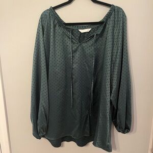 LC Lauren Conrad Teal Polka Dot Blouse
